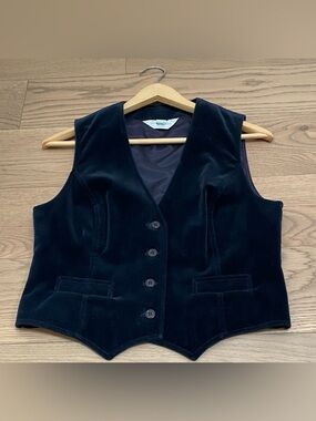Velvet Button-Front Women's Vest - Black